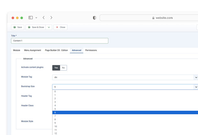 รองรับ Bootstrap Size ใน Module