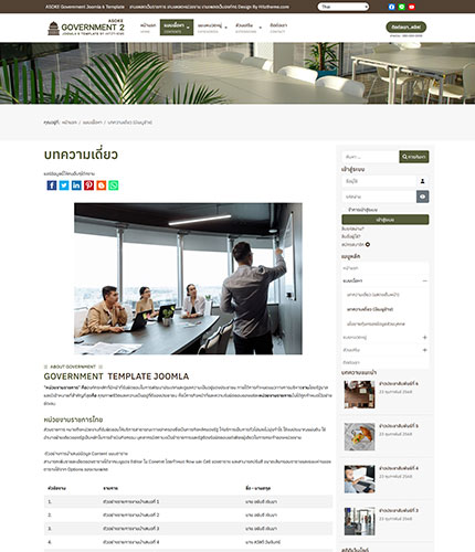 ตัวอย่างหน้าเว็บไซต์เทมเพลตจูมล่า