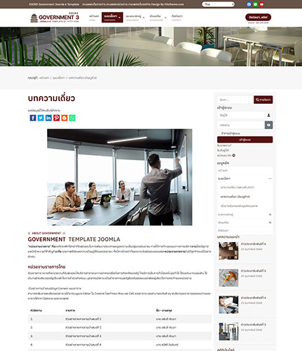 ตัวอย่างหน้าเว็บไซต์เทมเพลตจูมล่า