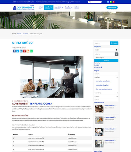 ตัวอย่างหน้าเว็บไซต์เทมเพลตจูมล่า