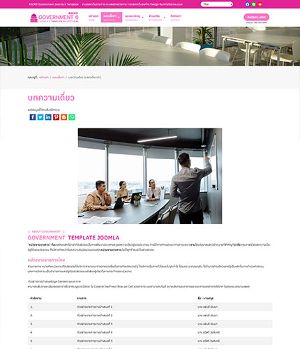 ตัวอย่างหน้าเว็บไซต์เทมเพลตจูมล่า