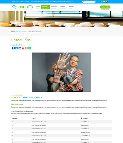 ตัวอย่างหน้าเว็บไซต์เทมเพลตจูมล่า