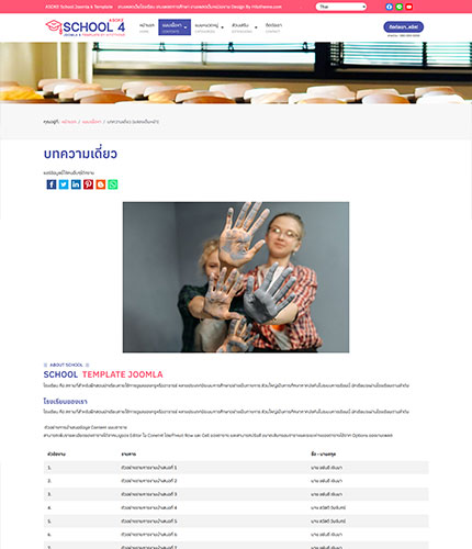 ตัวอย่างหน้าเว็บไซต์เทมเพลตจูมล่า