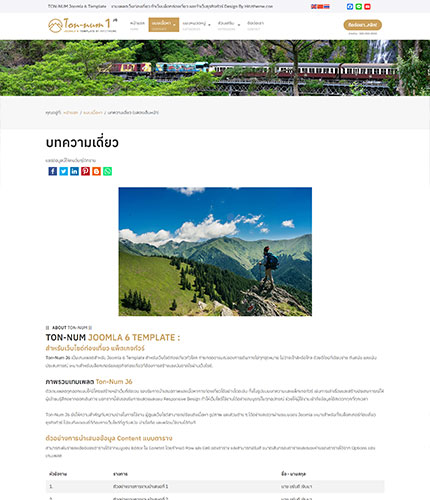 ตัวอย่างหน้าเว็บไซต์เทมเพลตจูมล่า