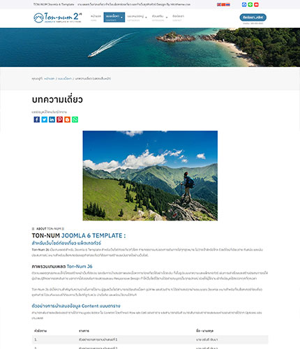 ตัวอย่างหน้าเว็บไซต์เทมเพลตจูมล่า