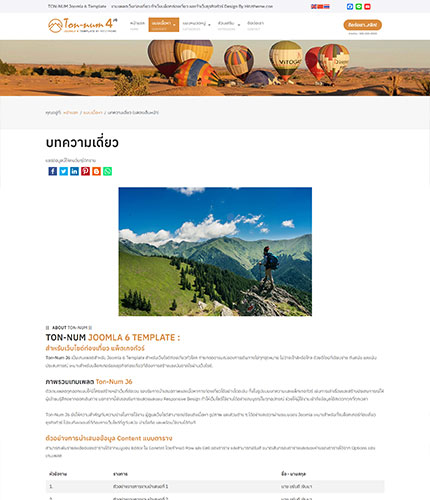 ตัวอย่างหน้าเว็บไซต์เทมเพลตจูมล่า